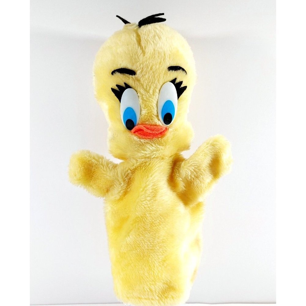 Warner Bros Looney Tunes Plush 12" Tweety Bird Hand  Puppet Mighty Star VTG 1971
